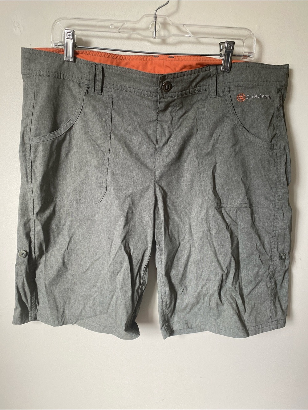 Cloudveil Women's Gray Hybrid Shorts with Orange Lining